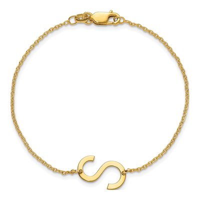 14K Yellow Gold Initial S Bracelet – view 3