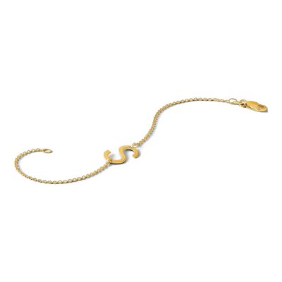 14K Yellow Gold Initial S Bracelet – view 5