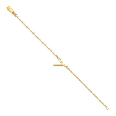 14K Yellow Gold Letter Y Bracelet – view 2