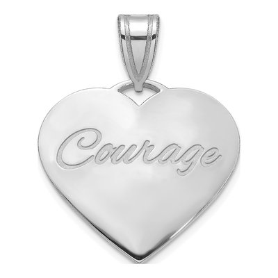 14K White Gold Personalized Domed Heart Pendant