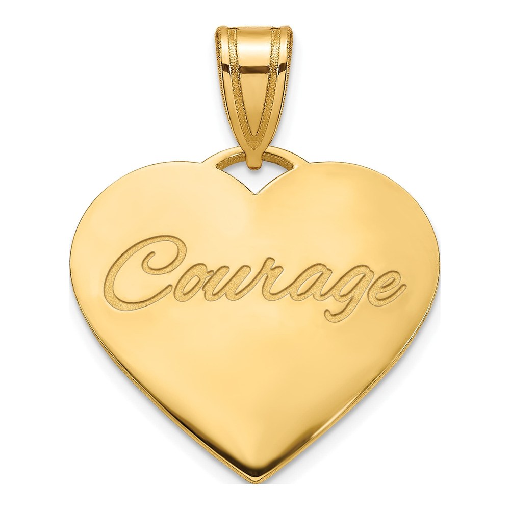 14K Yellow Gold Personalized Domed Heart Pendant