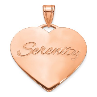 14K Rose Gold Large Personalized Heart Pendant
