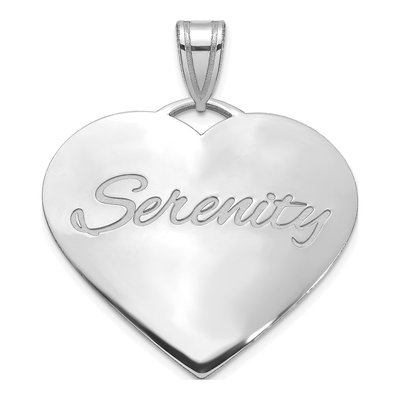 14K White Gold Personalized Domed Heart Pendant