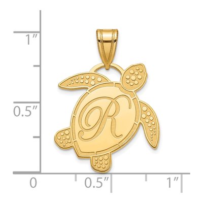 Gold-Plated Sterling Silver Sea Turtle Initial Pendant – view 2