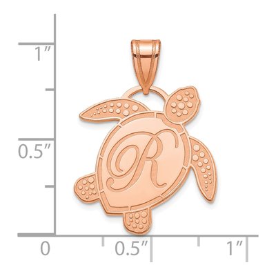 Rose Gold-Plated Sterling Silver Sea Turtle Initial Pendant – view 2