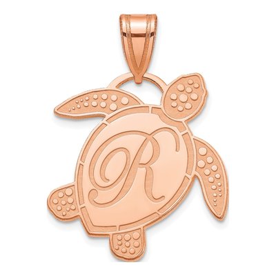 Rose Gold-Plated Sterling Silver Sea Turtle Initial Pendant