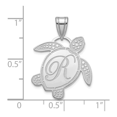 Sterling Silver Personalized Sea Turtle Initial Pendant – view 2