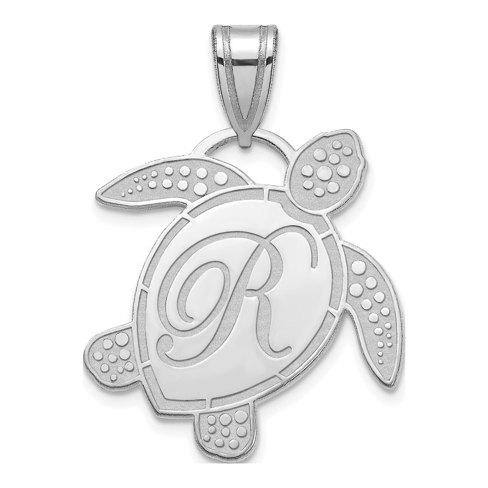 Sterling Silver Personalized Sea Turtle Initial Pendant