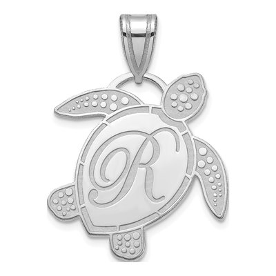 Sterling Silver Personalized Sea Turtle Initial Pendant