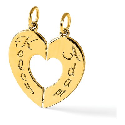 Gold-Plated Sterling Silver Personalized 2-Piece Break-Apart Heart Charm – view 3