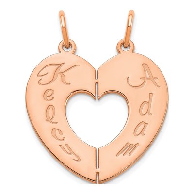14K Rose Gold 2-Piece Break-Apart Heart Charm