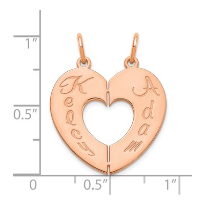 Rose Gold-Plated Sterling Silver Personalized Break-Apart Heart Charm – view 2