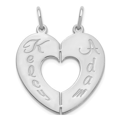 Sterling Silver Personalized 2-Piece Break-Apart Heart Charm