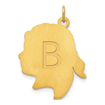 Gold-Plated Sterling Silver Personalized Girls Head Charm – view 2