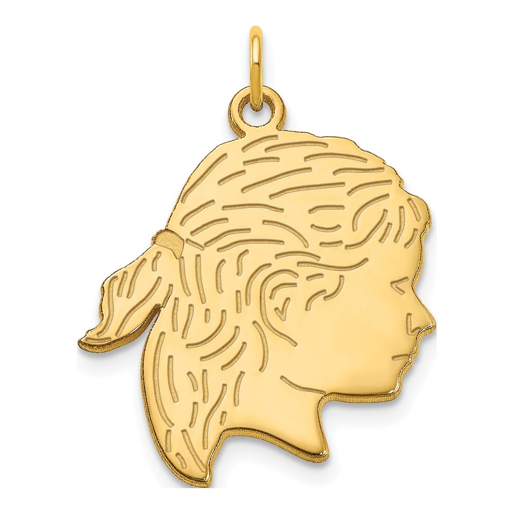 Gold-Plated Sterling Silver Personalized Girls Head Charm