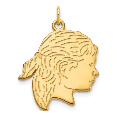 Gold-Plated Sterling Silver Personalized Girls Head Charm