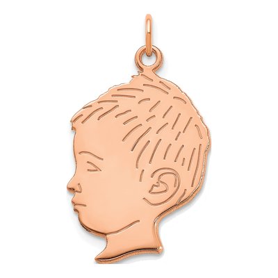 Rose Gold-Plated Sterling Silver Personalized Boys Head Charm