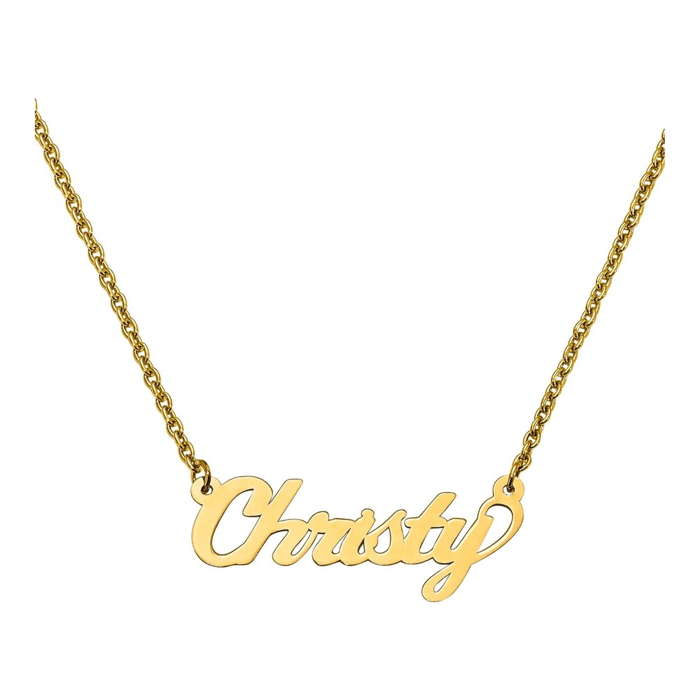 14K Yellow Gold Personalized Name Plate Necklace
