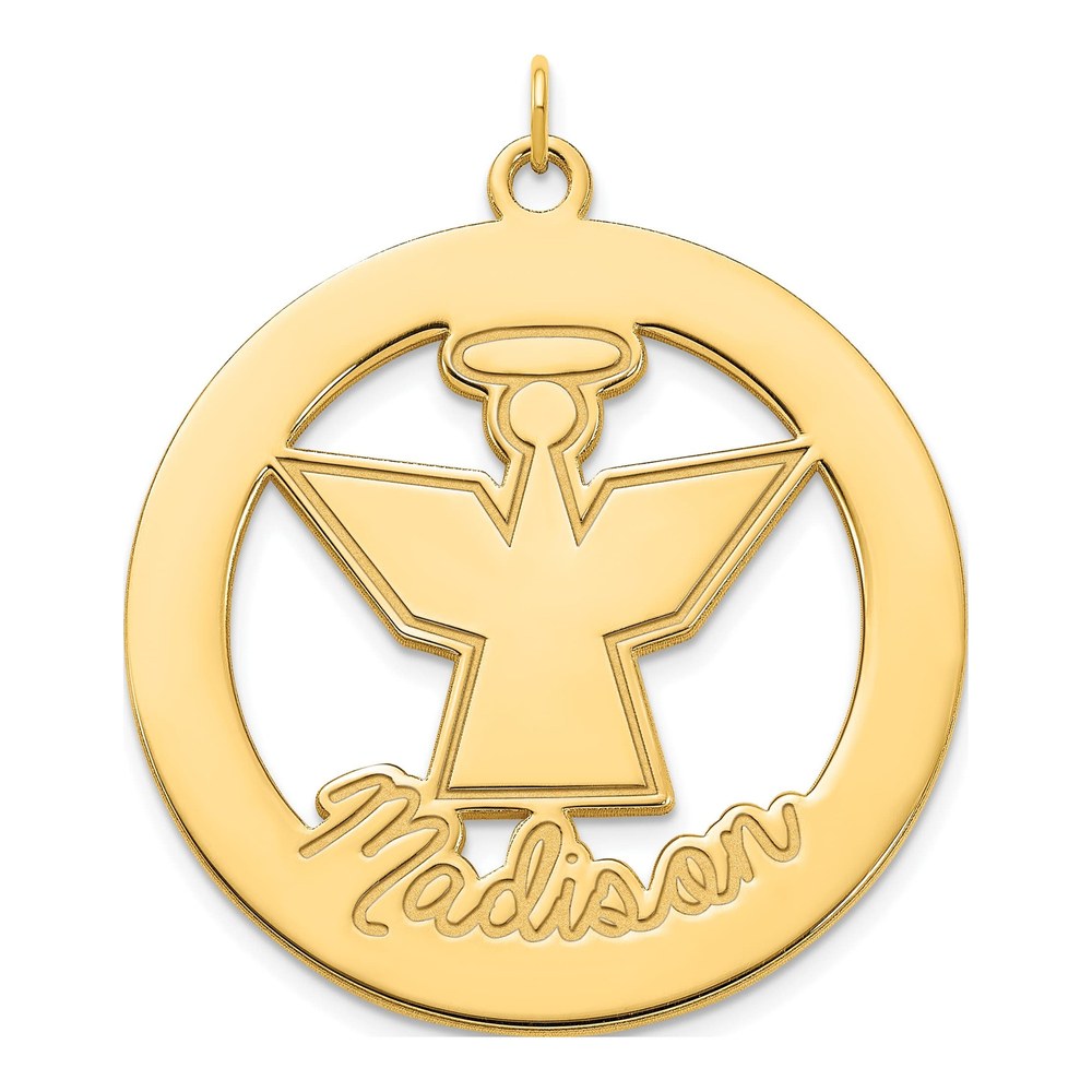 Sterling Silver Gold-Plated Gold Platedpolished Angel Charm With Name
