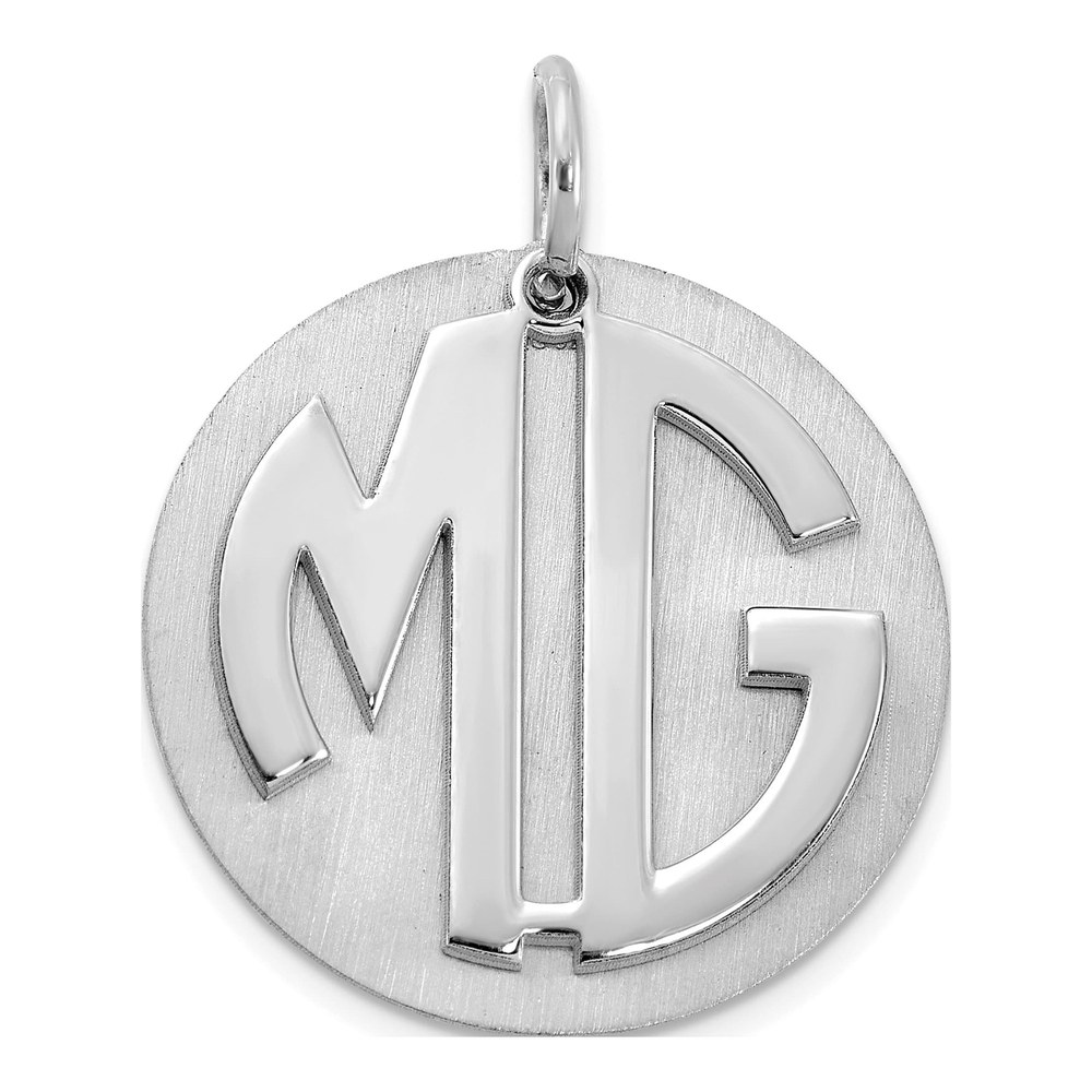 14K White Gold Rhodium-Plated Reversible Monogram Disc Charm Pendant