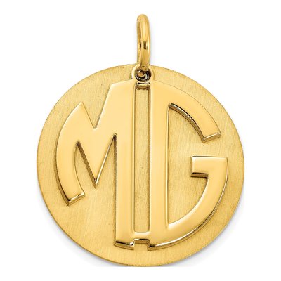 14K Yellow Gold Reversible Monogram Disc Charm