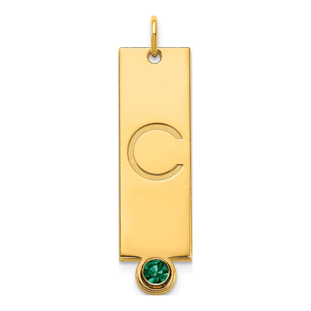 Sterling Silver Gold-Plated Gold Platedpolished Vertical Bar With Birthstone