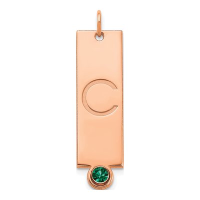 Rose Gold-Plated Sterling Silver Personalized Vertical Bar Pendant