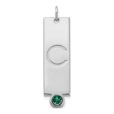 Sterling Silver Vertical Bar Birthstone Pendant