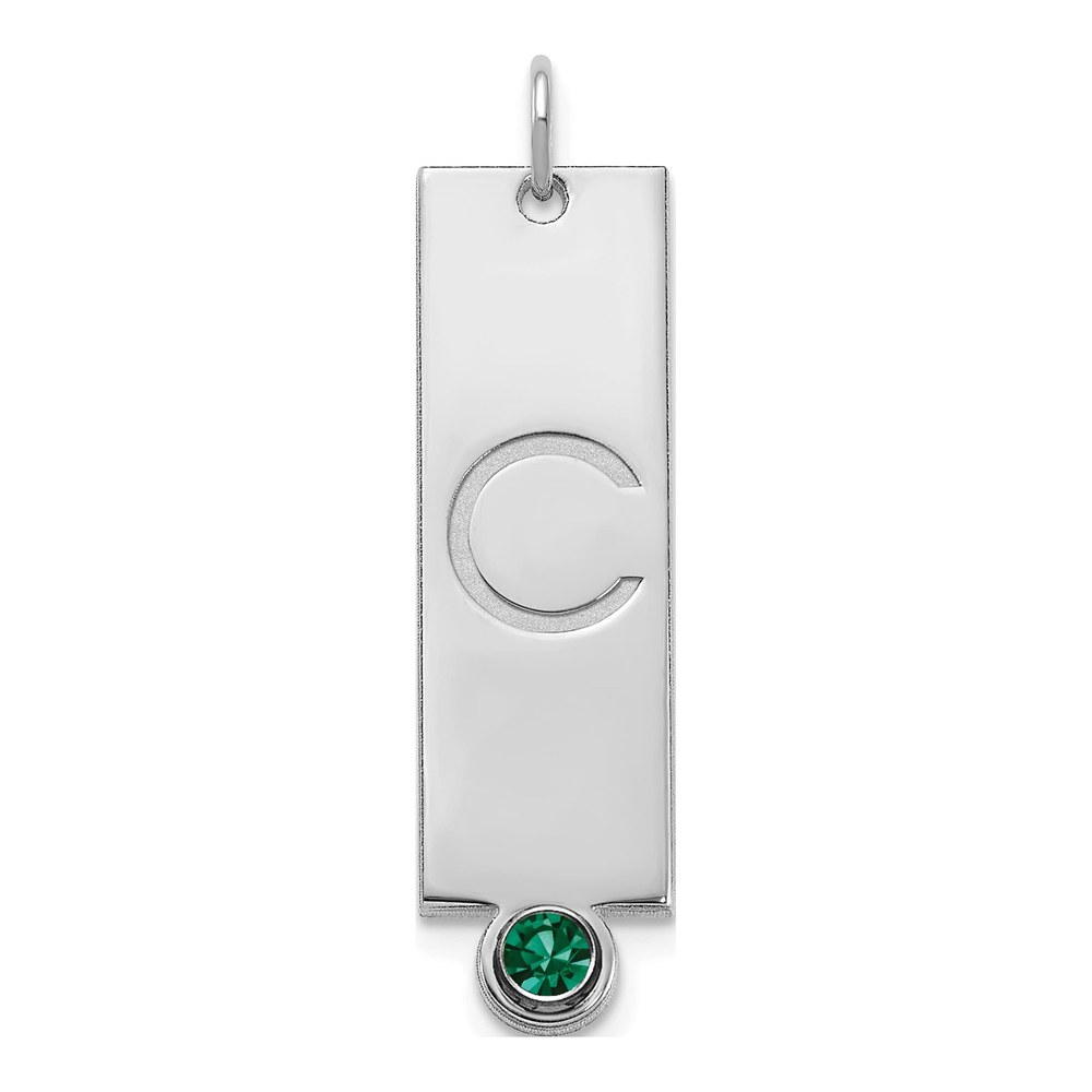 14K White Gold Rhodium-Plated Polished Vertical Bar With 14K Bezel Birthstone