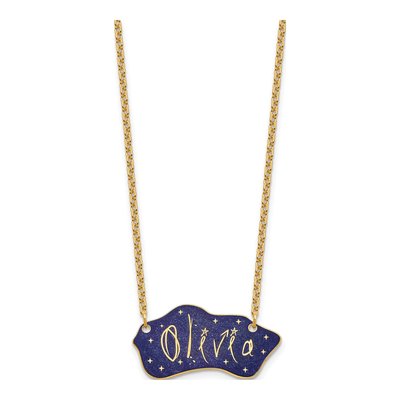 Gold-Plated Sterling Silver Personalized Glitter Name Plate Necklace – view 2