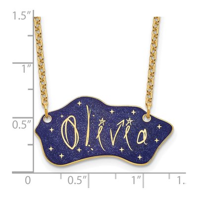 Gold-Plated Sterling Silver Personalized Glitter Name Plate Necklace – view 3