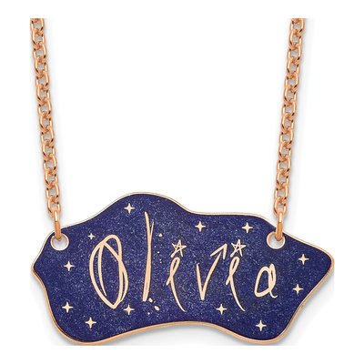 Rose Gold-Plated Sterling Silver Personalized Name Plate Necklace