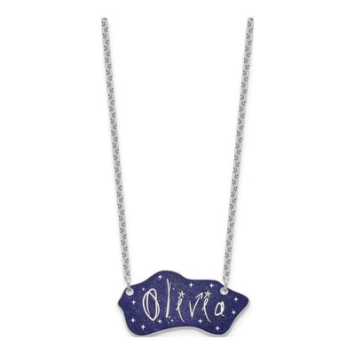 Sterling Silver Personalized Glitter Name Plate Necklace – view 2