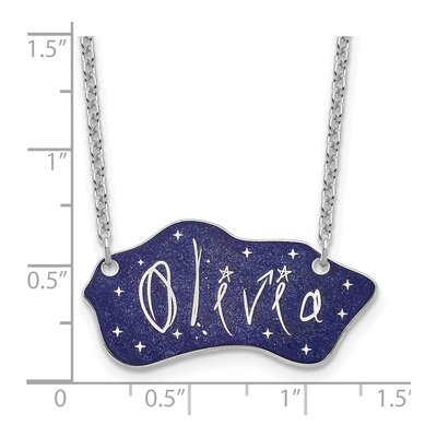 Sterling Silver Personalized Glitter Name Plate Necklace – view 3