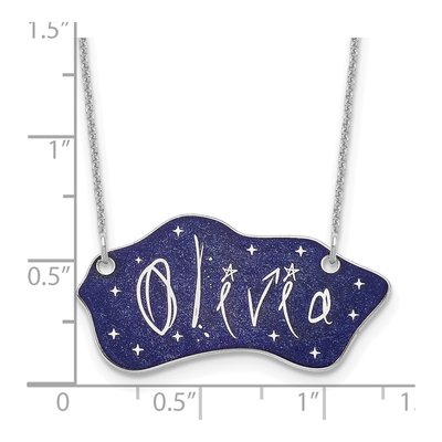 14K White Gold Glitter Epoxy Name Plate Necklace – view 3