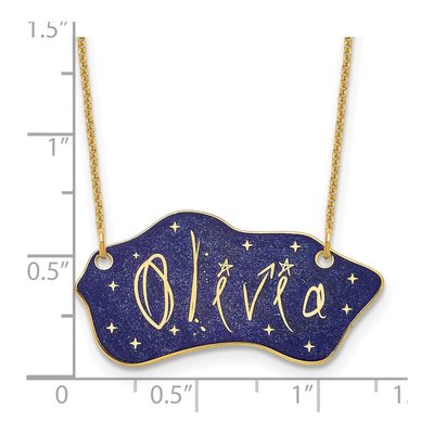 14K Yellow Gold Glitter Epoxy Name Plate Necklace – view 3