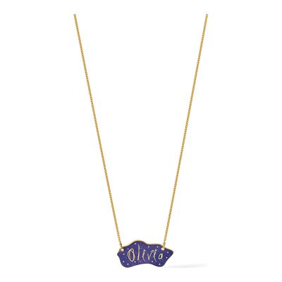 14K Yellow Gold Glitter Epoxy Name Plate Necklace – view 4