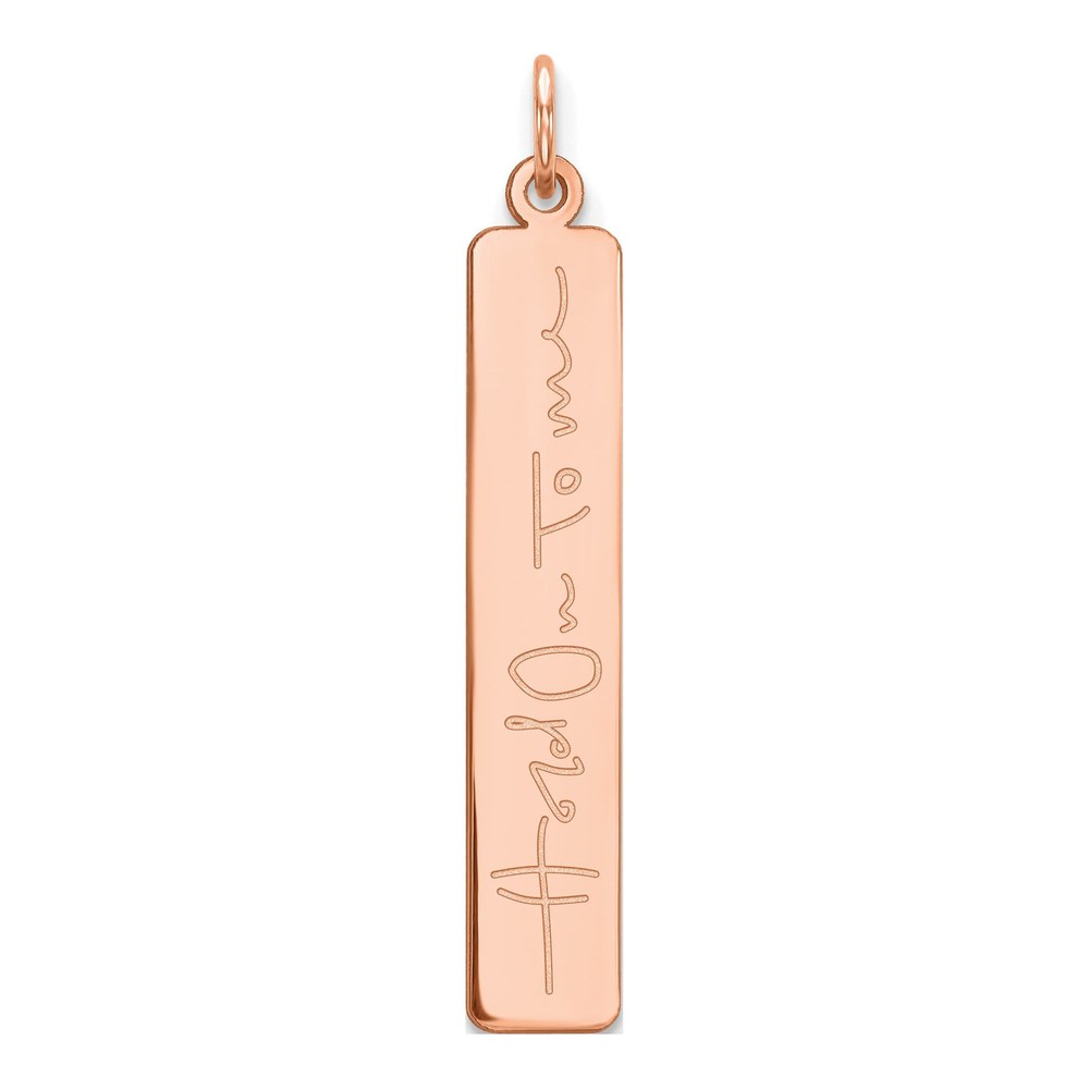 Sterling Silver/rose-Plated Signature With Epoxy Bar Charm Pendant
