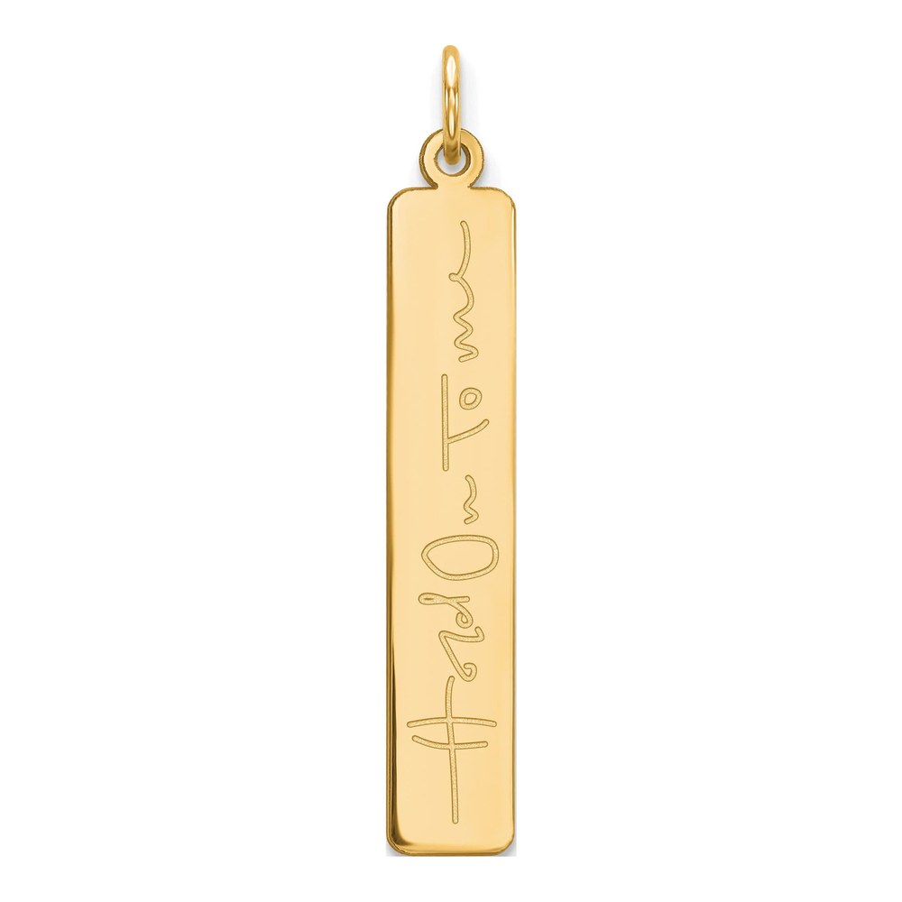 14K Yellow Gold Signature Bar Charm Pendant