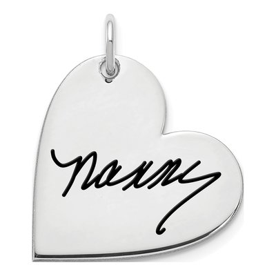 14K White Gold Personalized Heart Charm Pendant