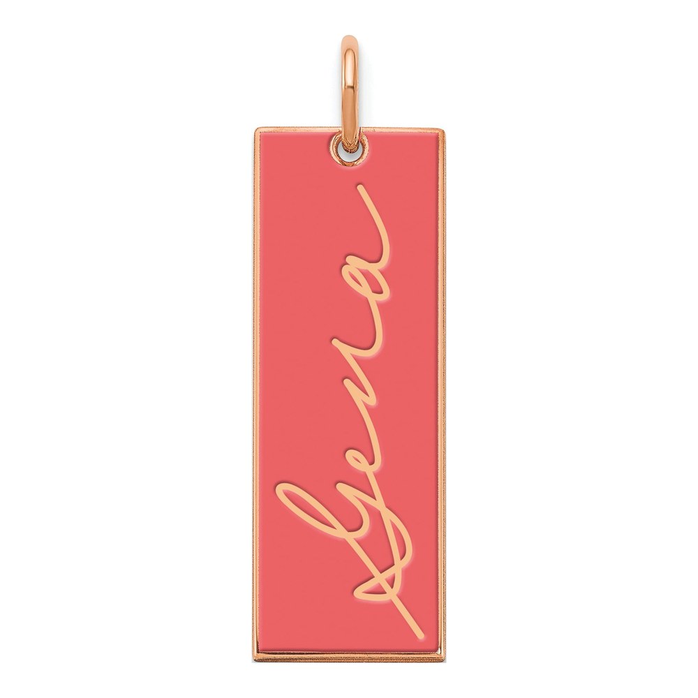 Sterling Silver Rose Gold Plated Vertical Epoxy Personalized Signature Bar