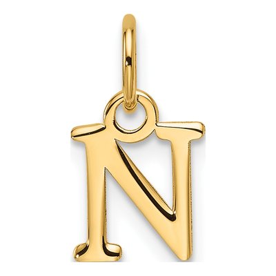 14K Yellow Gold Cutout Letter N Pendant