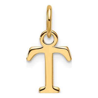 14K Yellow Gold Cutout Letter T Pendant