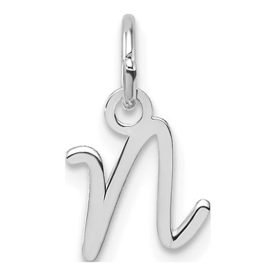 14K White Gold Letter N Pendant