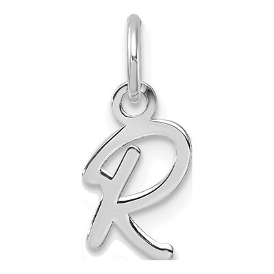 14K White Gold Letter R Pendant