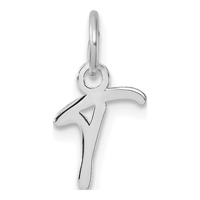 14K White Gold Letter T Pendant