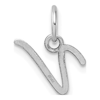 14K White Gold Letter V Pendant – view 3