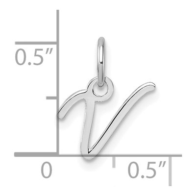 14K White Gold Letter V Pendant – view 4