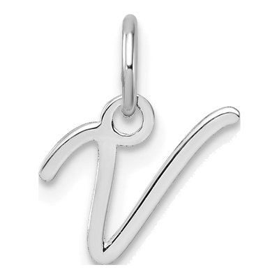 14K White Gold Letter V Pendant