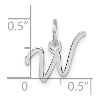 14K White Gold Letter W Pendant – view 5